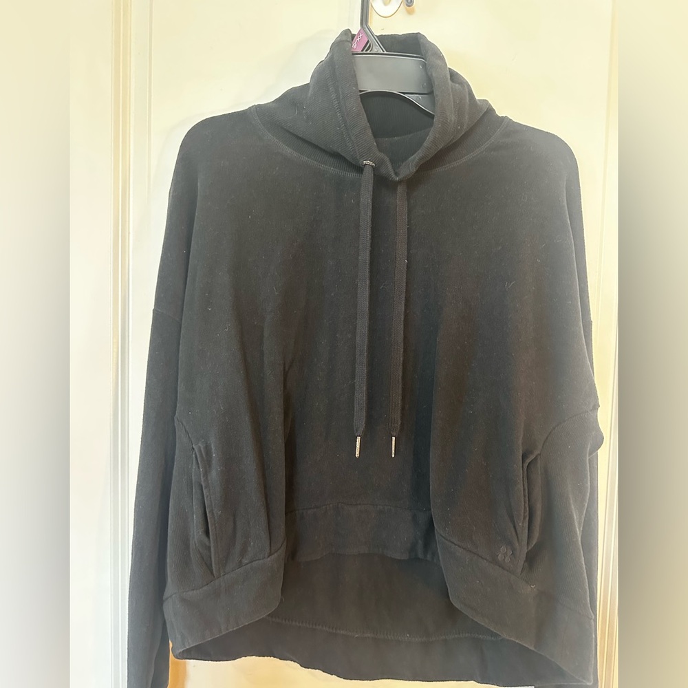 Sweaty Betty Funnel Neck Pullover Black Sweater, Medium